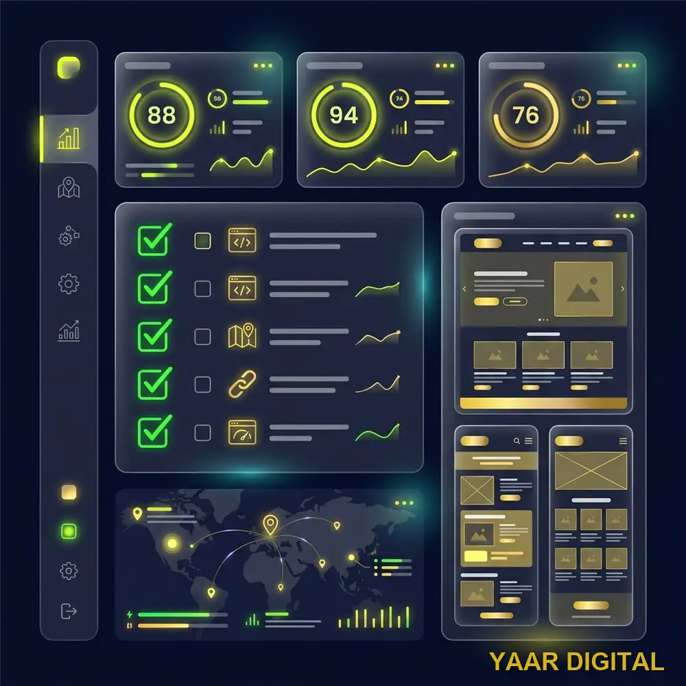 Interactive Local SEO Audit Dashboard showing technical optimization scores and GBP checklist for 2026.